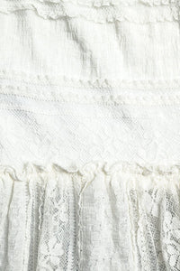 Q2 Women's Skirt Long White Lace Skirt Fitted At The Waist