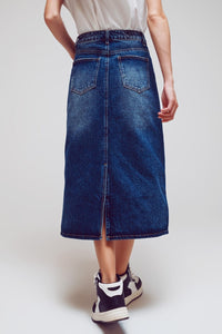 Q2 Women's Skirt Maxi Pencil Denim Skirt With Panel Details In The Front