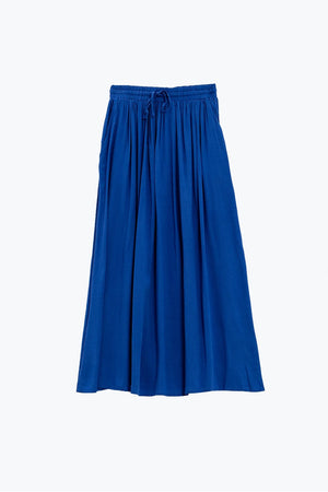 Q2 Women's Skirt Maxi Skirt In Blue Fluid Fabric With Elastic Waist