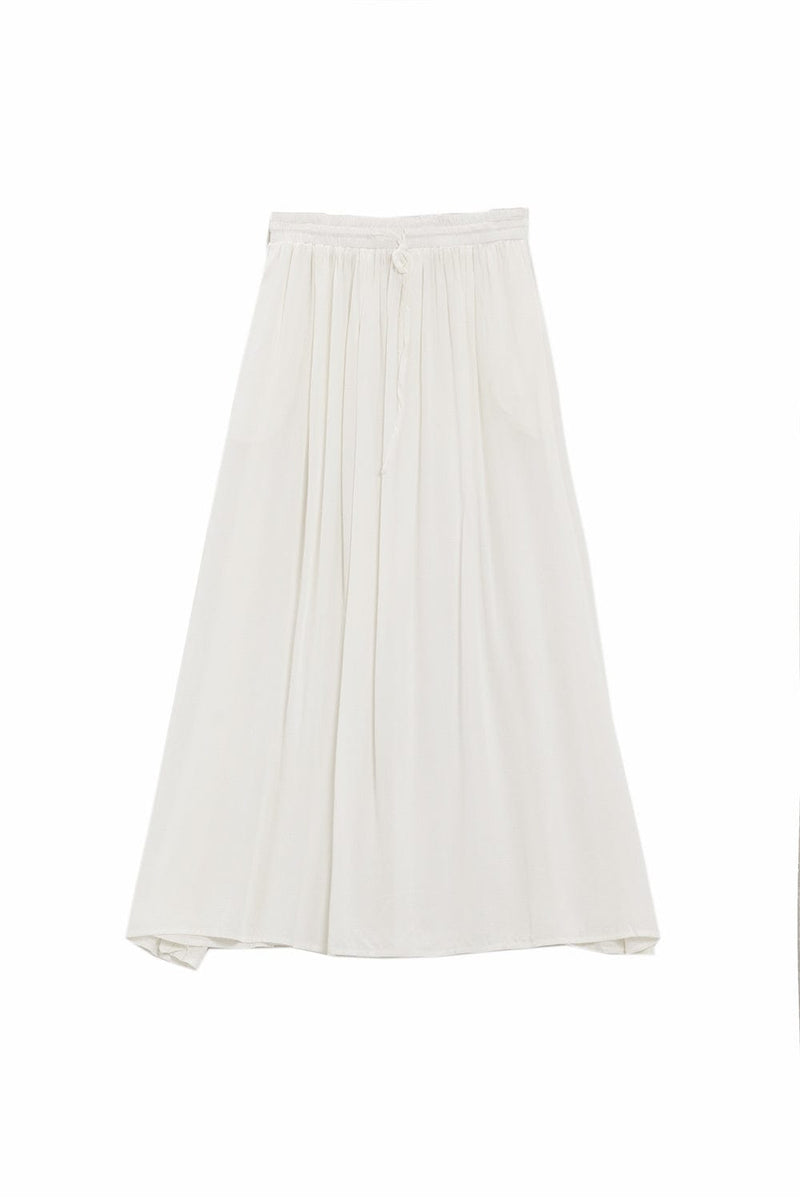 Q2 Women's Skirt Maxi Skirt In White Fluid Fabric With Elastic Waist