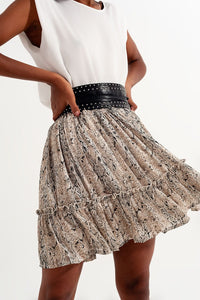 Q2 Women's Skirt Mini Skirt with Snake Print