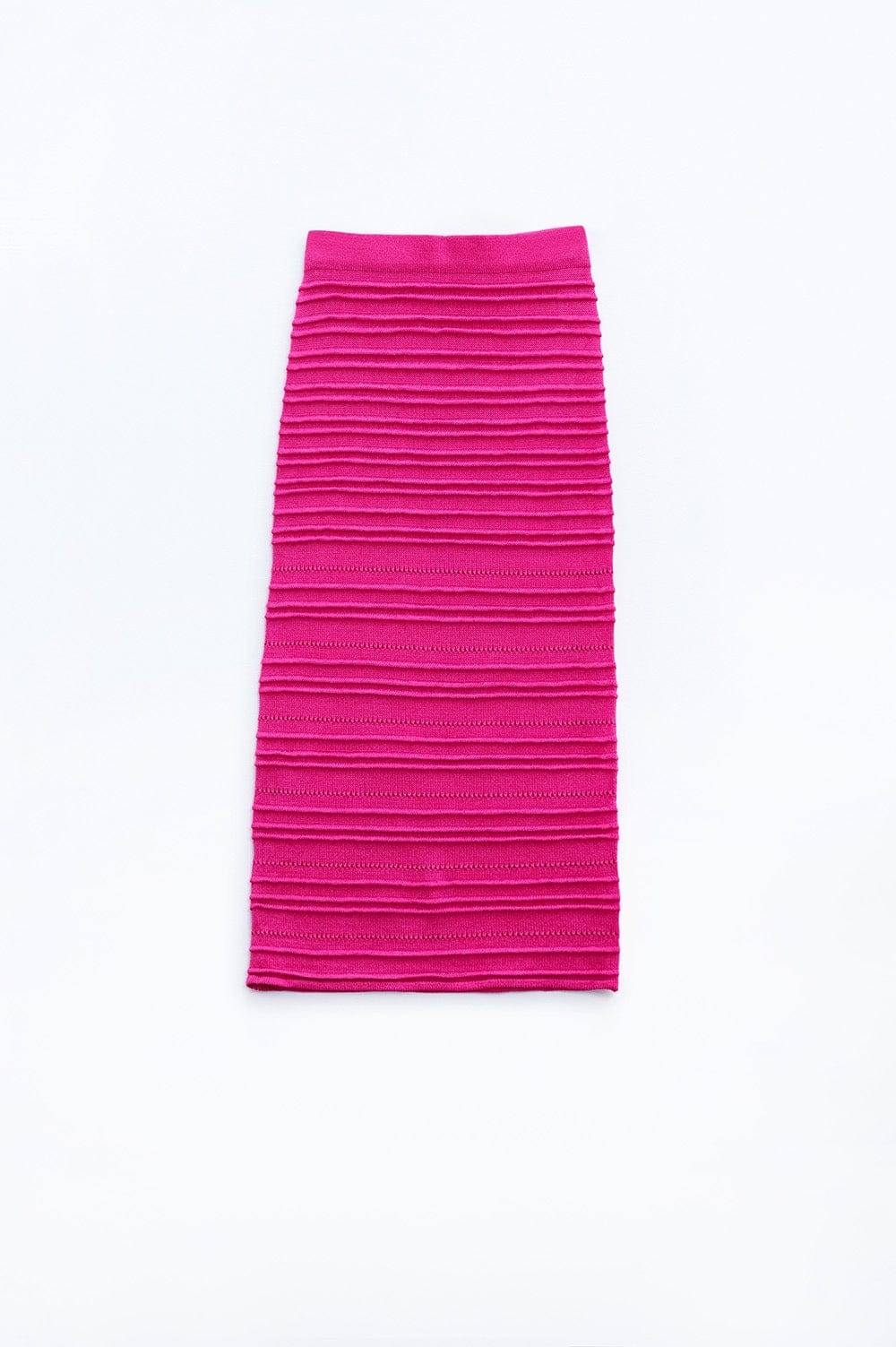 Q2 Women's Skirt One Size / Fuchsia Knitted Midi Skirt In Fuschia