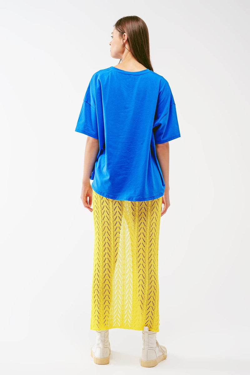 Q2 Women's Skirt One Size / Green Crochet Maxi Skirt In Yellow