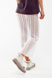 Q2 Women's Skirt One Size / White Crochet Maxi Skirt In White