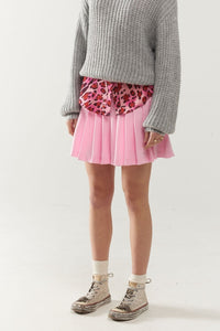 Q2 Women's Skirt Pink Pleated Mini Skirt