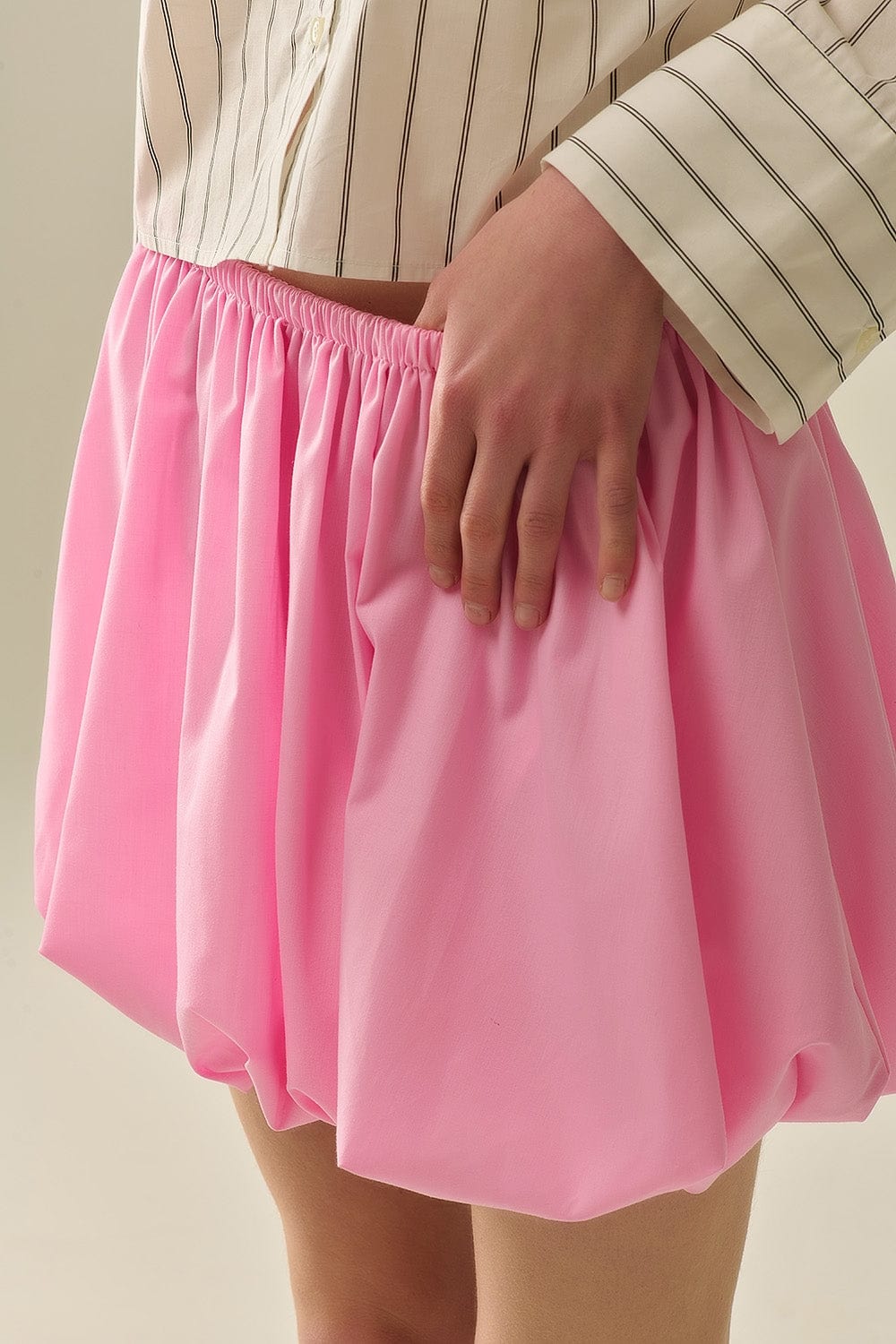 Q2 Women's Skirt Pink Poplin Balloon Miniskirt