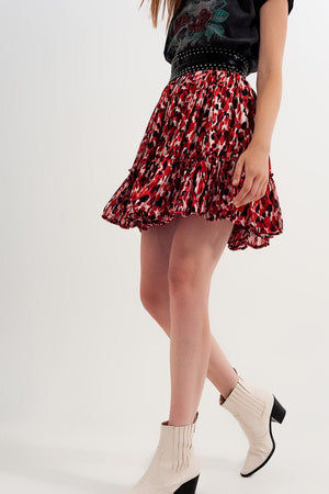 Q2 Women's Skirt Ruffle Mini Skirt in Animal Print