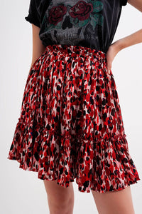 Q2 Women's Skirt Ruffle Mini Skirt in Animal Print