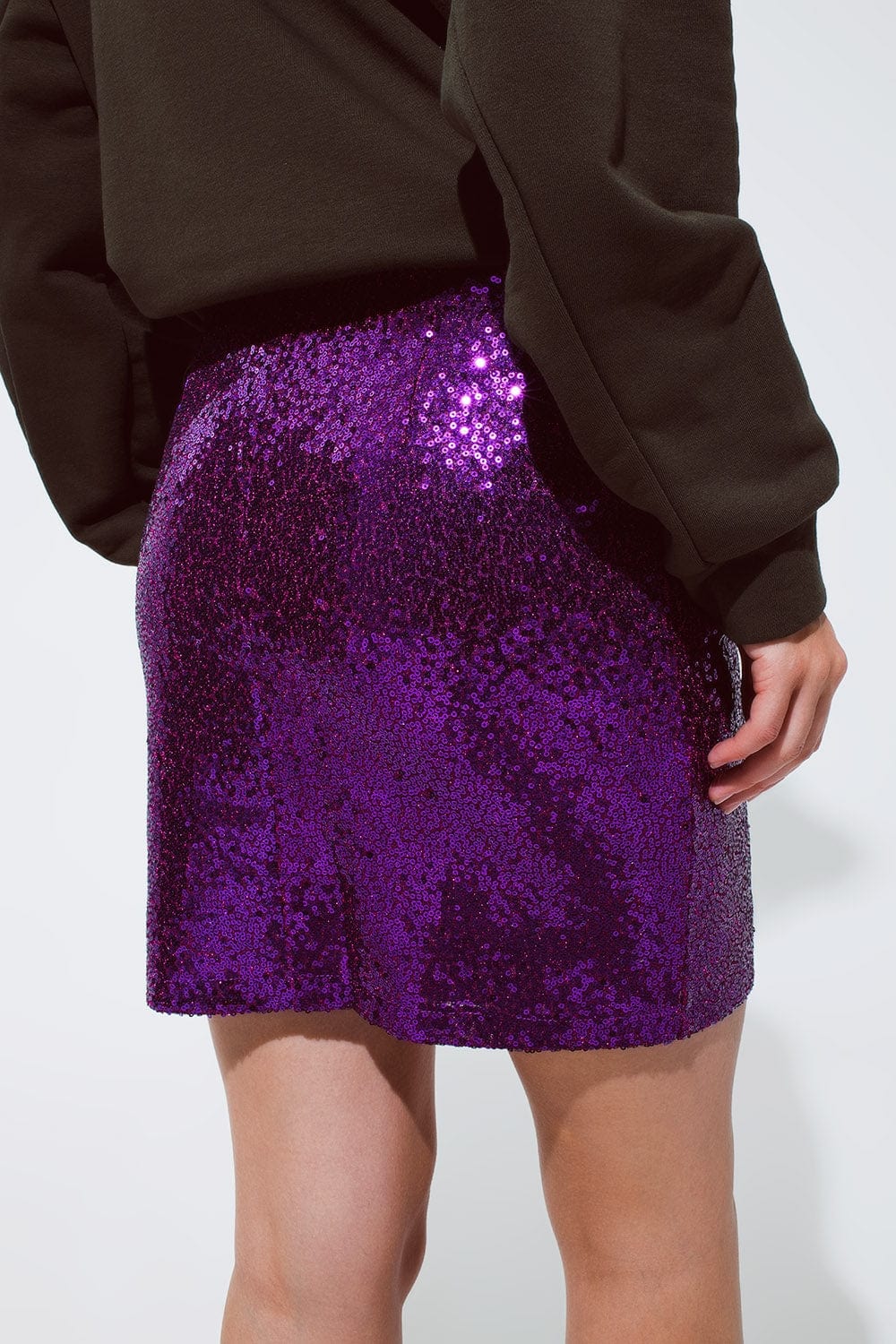 Q2 Women's Skirt Sequin Mini Skirt In Purple Color