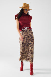 Q2 Women's Skirt Sheer Long Leopard Print Bodycon Midi Skirt