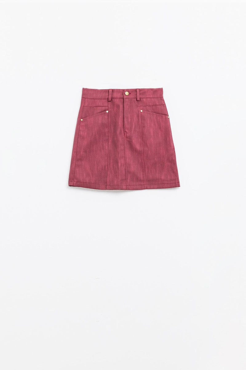 Q2 Women's Skirt Straight Mini Skirt In Burgundy With Pockets