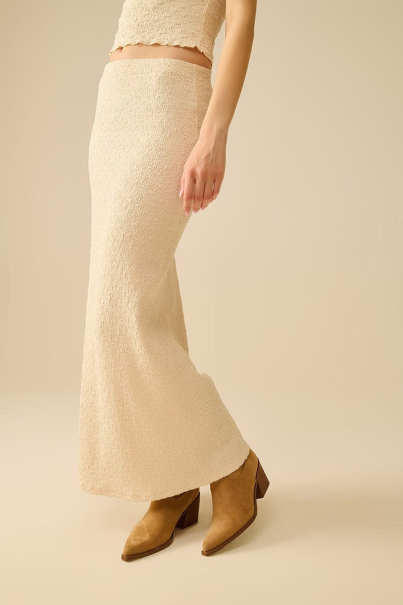 Q2 Women's Skirt Textured Knitted Maxi Skirt In Beige