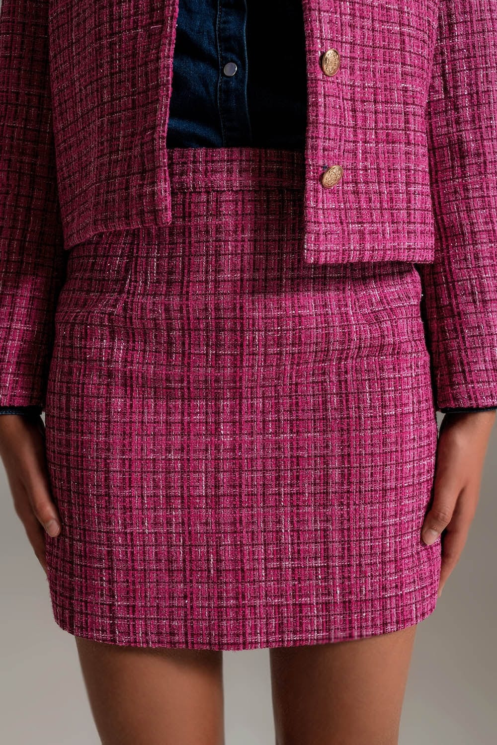 Q2 Women's Skirt Tweed Basic Mini Skirt In Pink