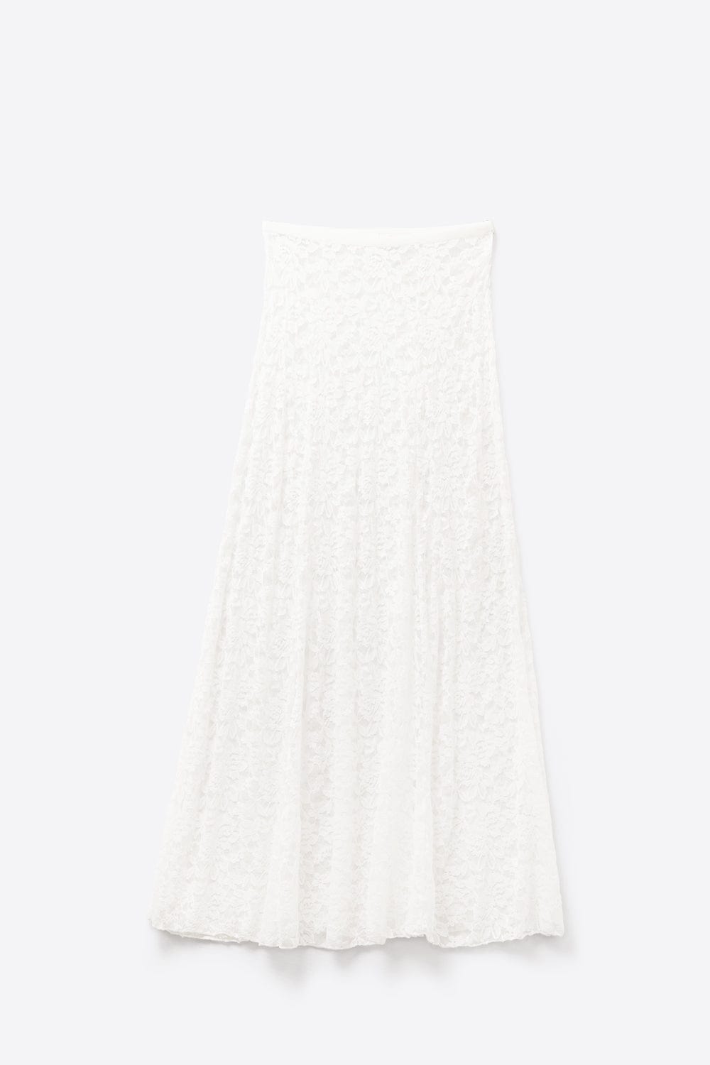 Q2 Women's Skirt White Lace Maxi Skirt With Floral Design