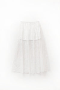 Q2 Women's Skirt White Maxi Lace Skirt With Sequin Detail