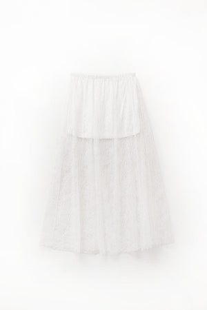Q2 Women's Skirt White Maxi Lace Skirt With Sequin Detail