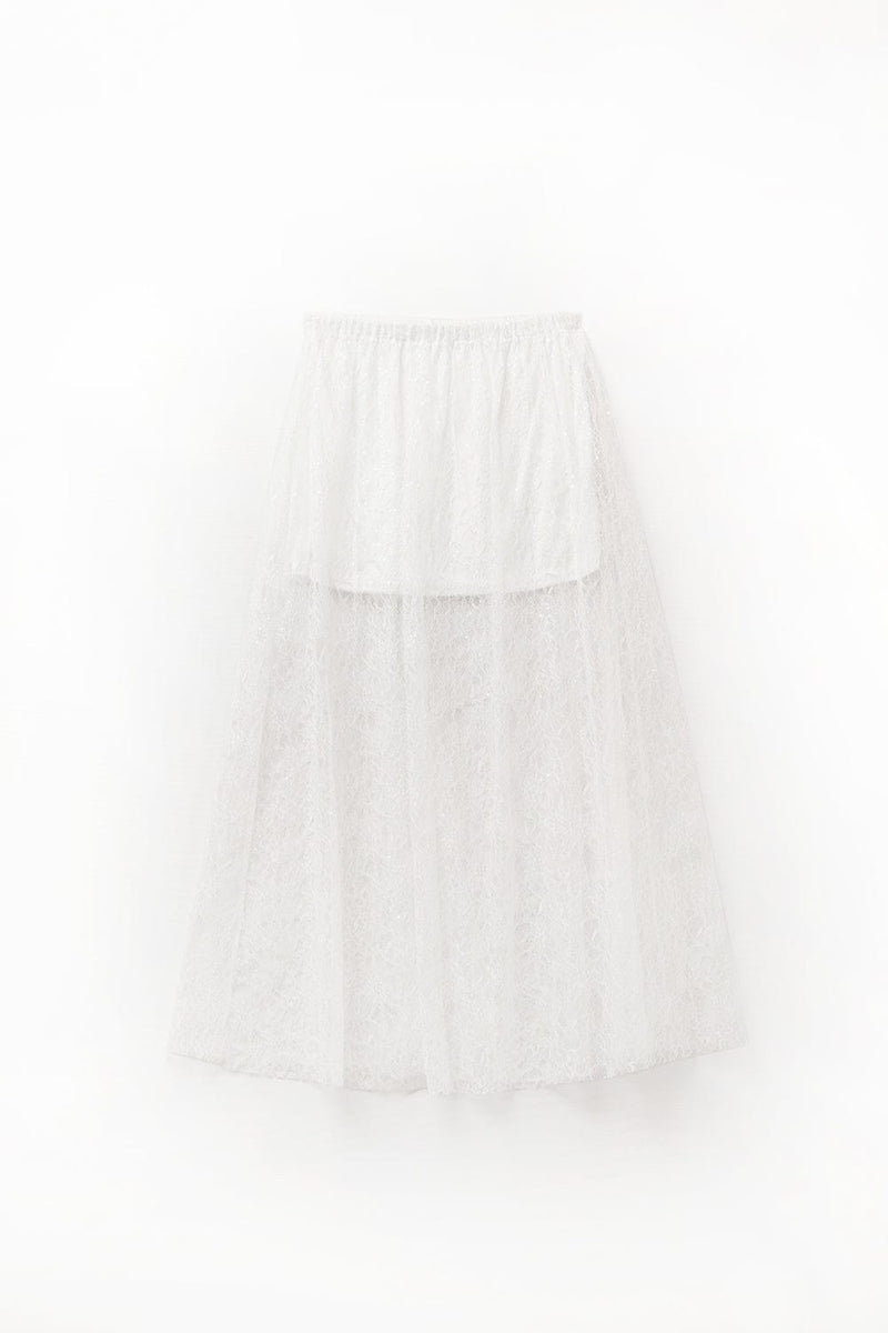 Q2 Women's Skirt White Maxi Lace Skirt With Sequin Detail