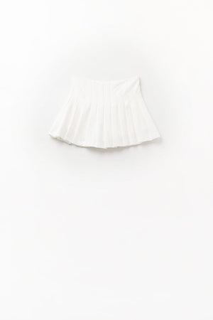 Q2 Women's Skirt White Pleated Mini Skirt