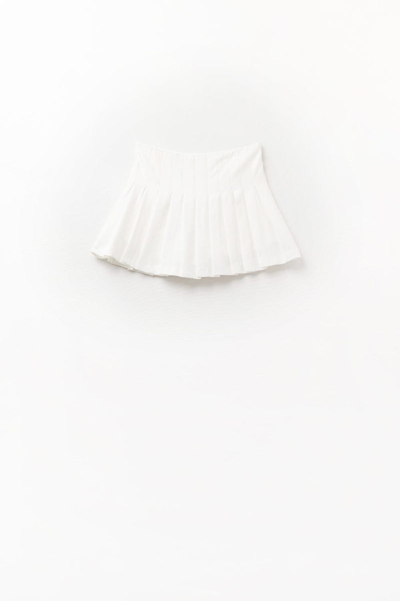 Q2 Women's Skirt White Pleated Mini Skirt