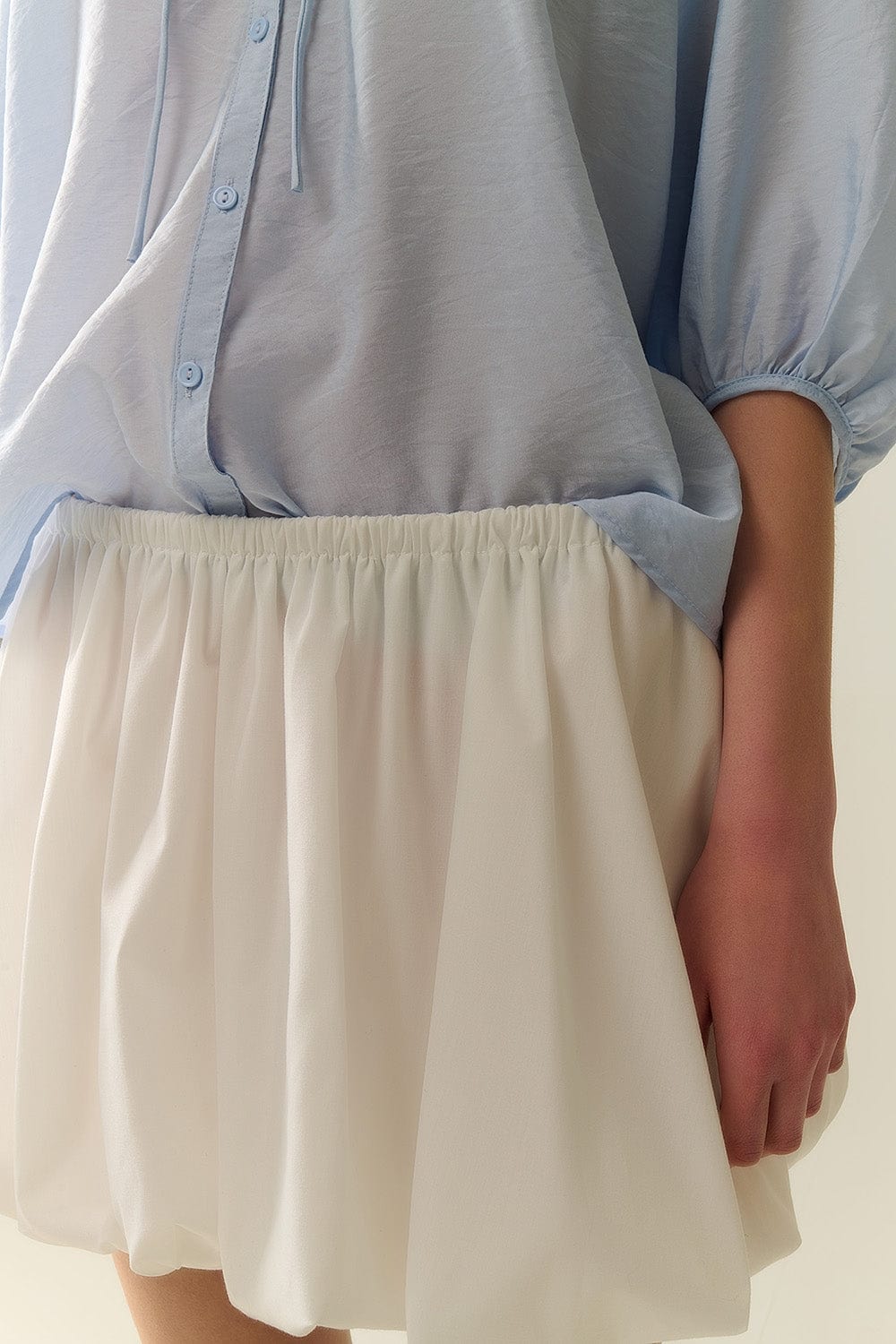 Q2 Women's Skirt White Poplin Balloon Miniskirt
