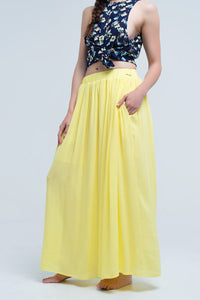 Q2 Women's Skirt Yellow maxi skirt with pockets