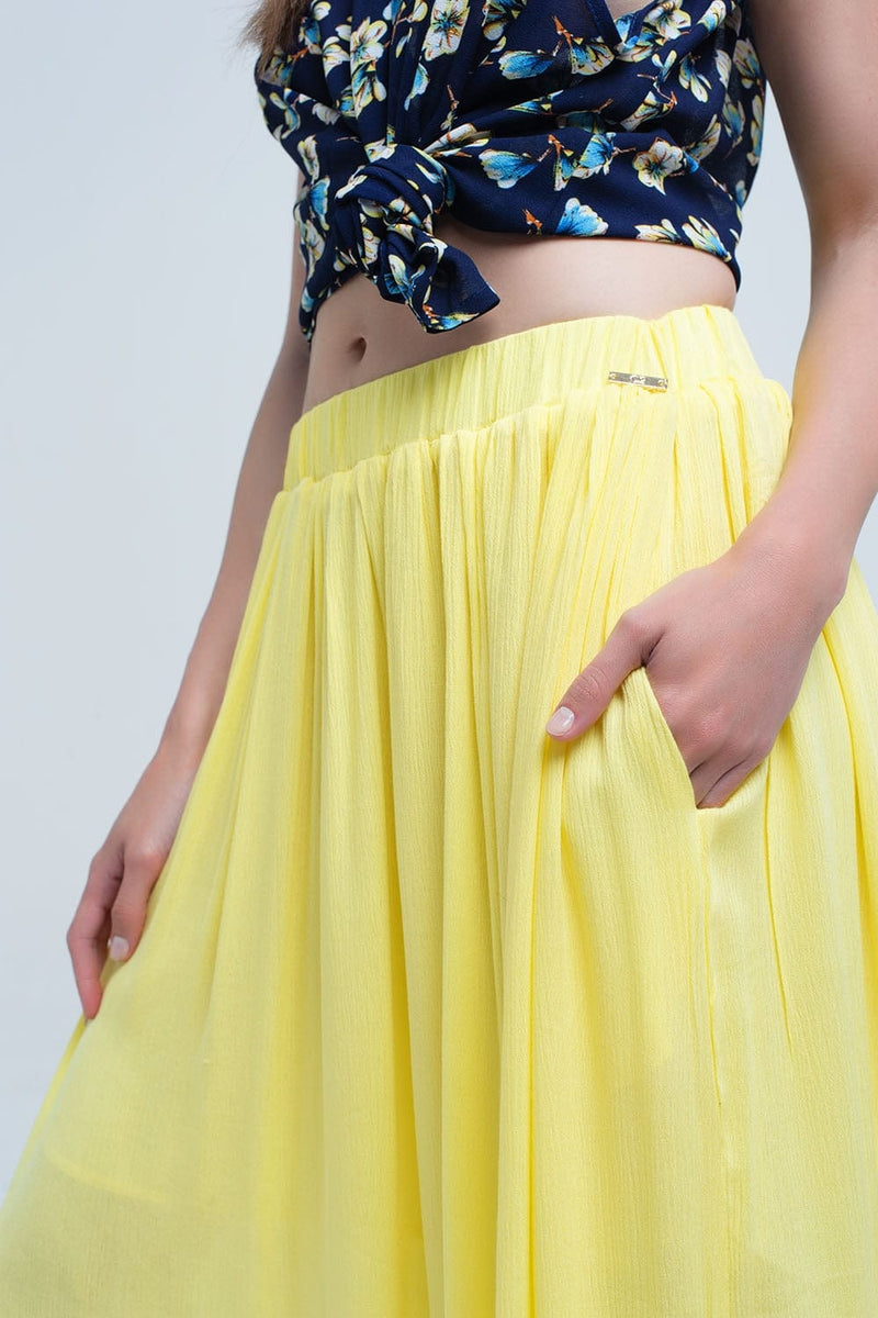 Q2 Women's Skirt Yellow maxi skirt with pockets