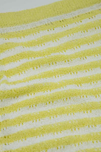 Q2 Women's Skirt Yellow / One Size Midi Crochet White Skirt With Yellow Stripes And Fringe Hem