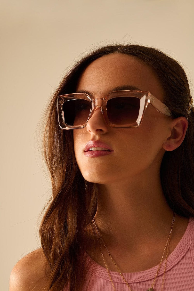 Q2 Women's Sunglasses One Size / Beige 90S Squared Sunglasses In Beige