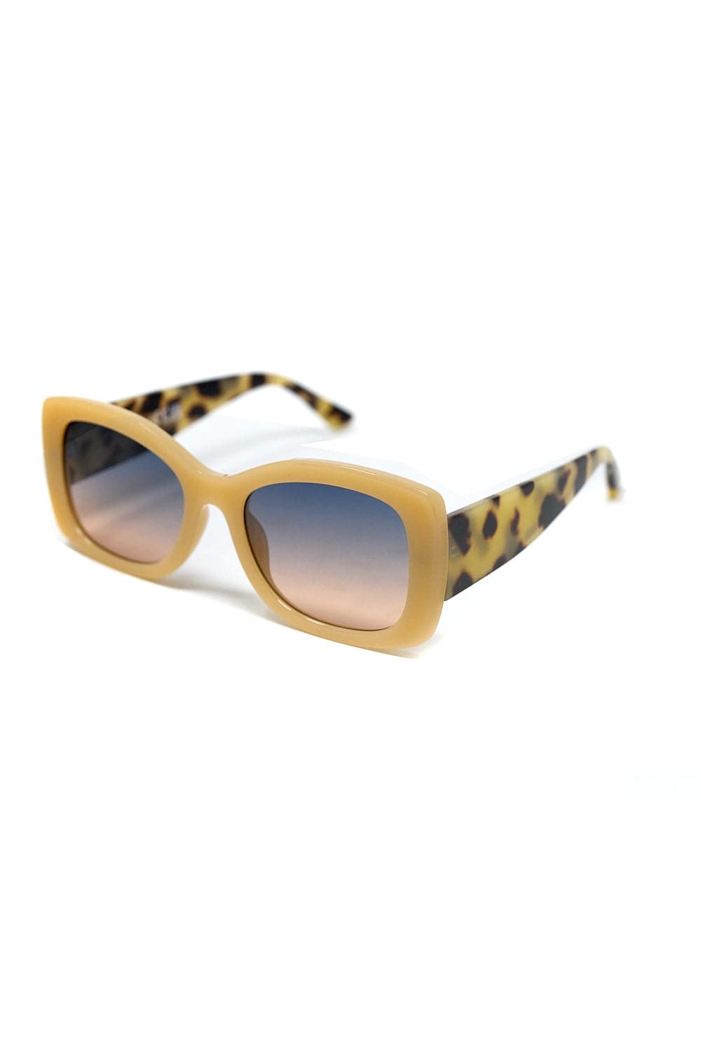 Q2 Women's Sunglasses One Size / Beige Beige Oversized Oval Sunglasses In Acetate