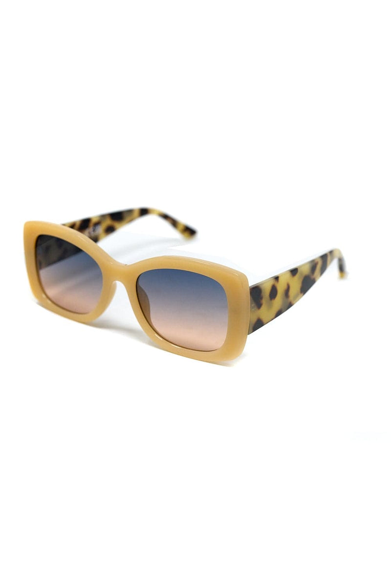 Q2 Women's Sunglasses One Size / Beige Beige Oversized Oval Sunglasses In Acetate