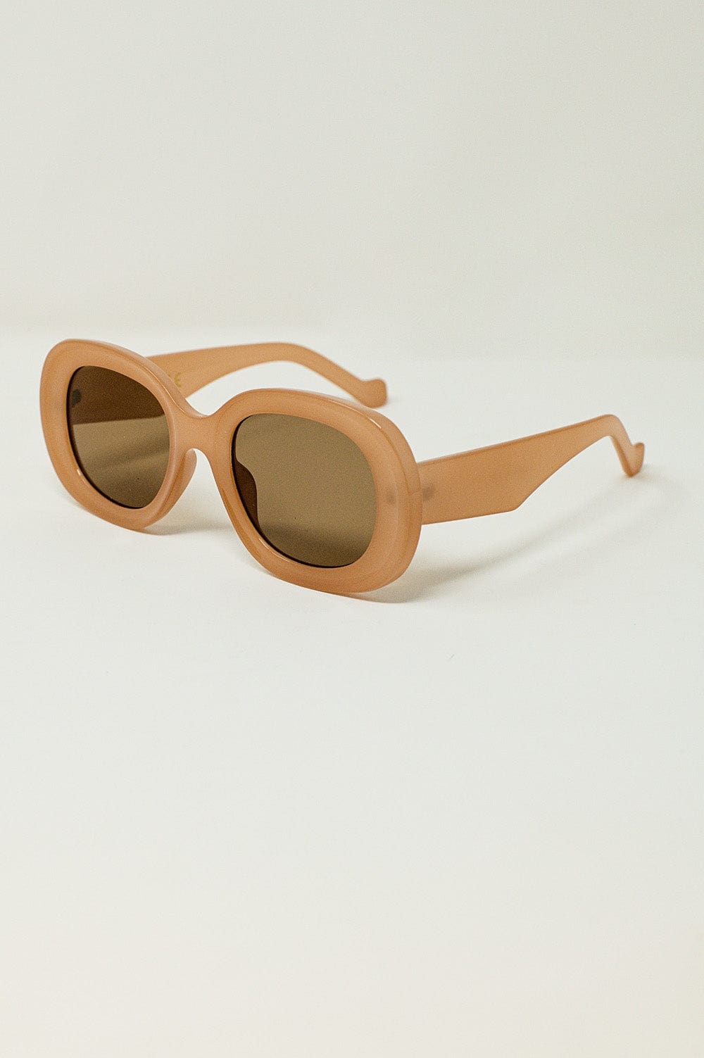 Q2 Women's Sunglasses One Size / Beige Oversized Circular Sunglasses In Tan