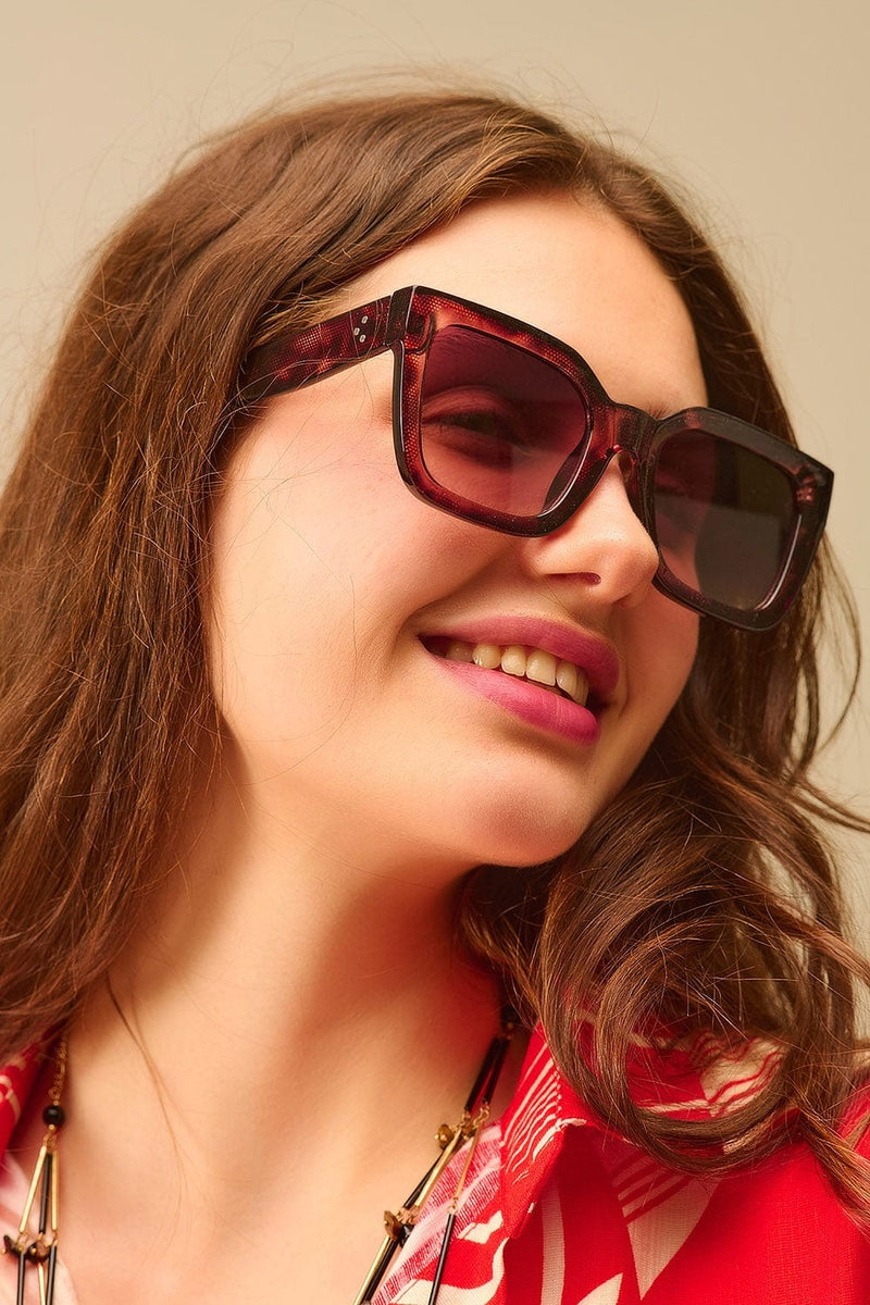 Q2 Women's Sunglasses One Size / Beige Shaded Brown Oversized Square Sunglasses