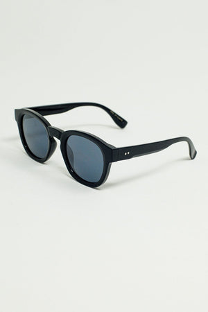 Q2 Women's Sunglasses One Size / Black 90'S Round Sunglasses With Black Tinted Lenses And Black Frame