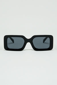 Q2 Women's Sunglasses One Size / Black Black Square Sunglasses With Detail On The Side