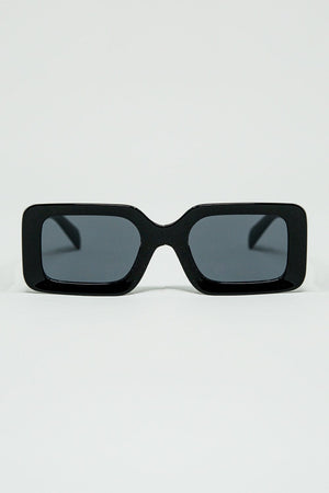 Q2 Women's Sunglasses One Size / Black Black Square Sunglasses With Detail On The Side