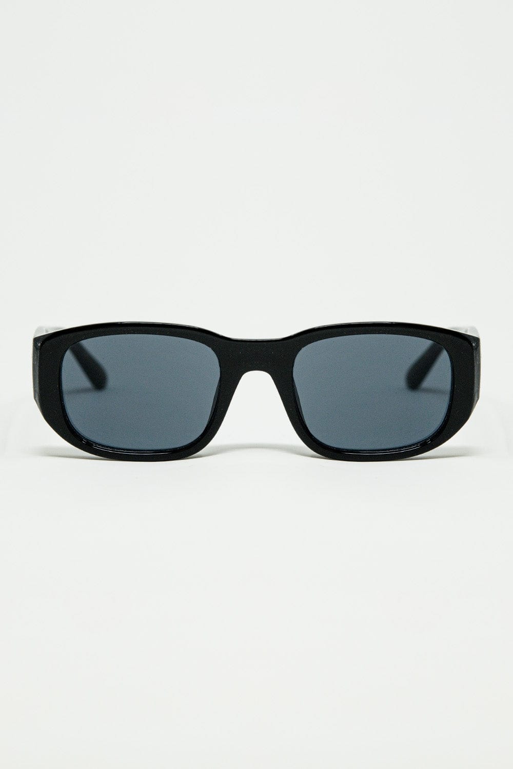 Q2 Women's Sunglasses One Size / Black Oval Sunglasses With High Gloss Transparent Frames In Black