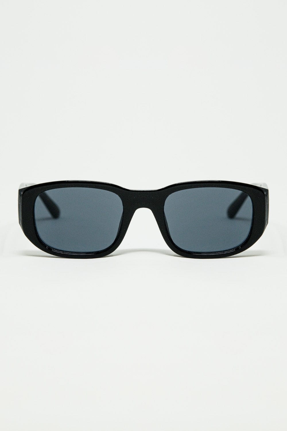 Q2 Women's Sunglasses One Size / Black Oval Sunglasses With High Gloss Transparent Frames In Black