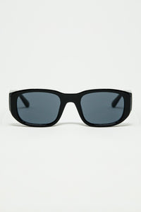 Q2 Women's Sunglasses One Size / Black Oval Sunglasses With High Gloss Transparent Frames In Black