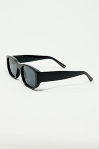 Q2 Women's Sunglasses One Size / Black Oval Sunglasses With High Gloss Transparent Frames In Black