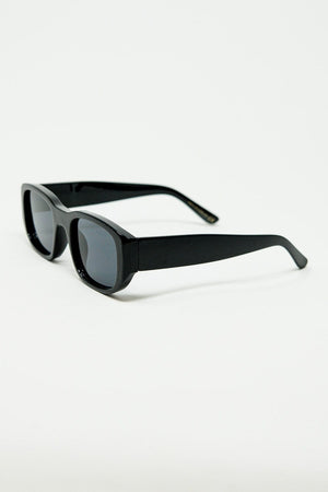 Q2 Women's Sunglasses One Size / Black Oval Sunglasses With High Gloss Transparent Frames In Black