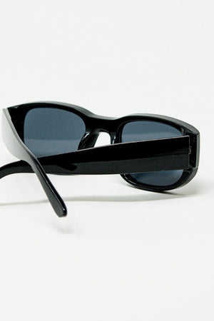 Q2 Women's Sunglasses One Size / Black Oval Sunglasses With High Gloss Transparent Frames In Black