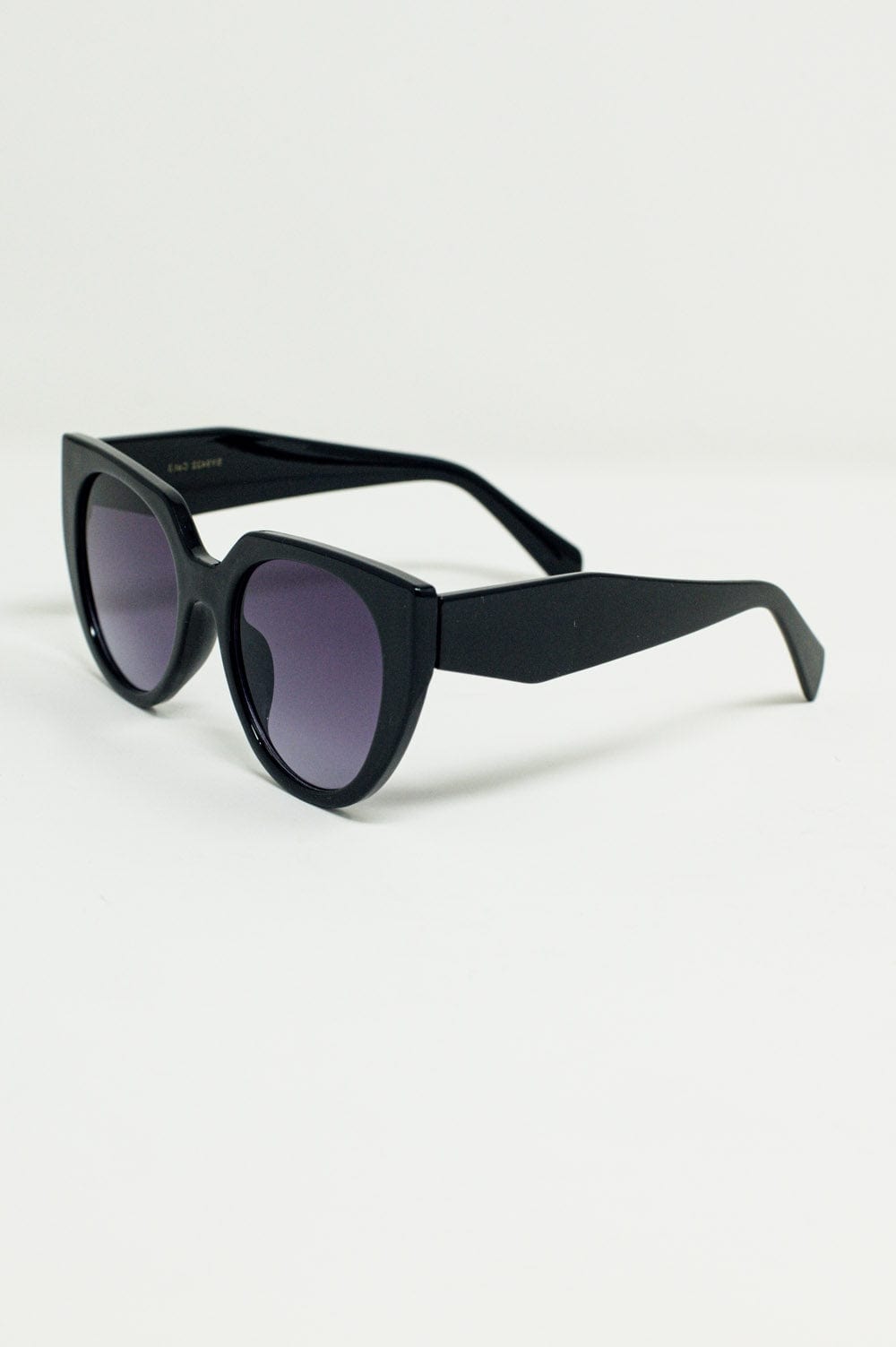 Q2 Women's Sunglasses One Size / Black Oversized Cat Eye Sunglasses With Wide Rim In Black