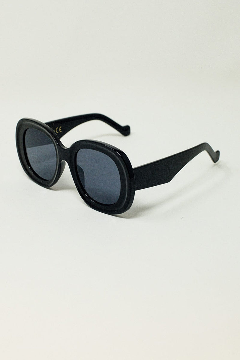 Q2 Women's Sunglasses One Size / Black Oversized Circular Sunglasses In Black