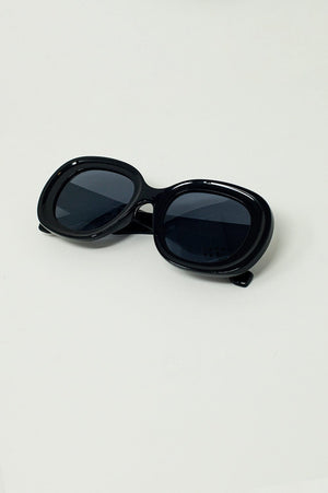 Q2 Women's Sunglasses One Size / Black Oversized Circular Sunglasses In Black