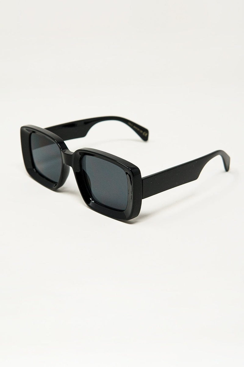 Q2 Women's Sunglasses One Size / Black Oversized Rectangular Sunglasses With Wide Frame In Black