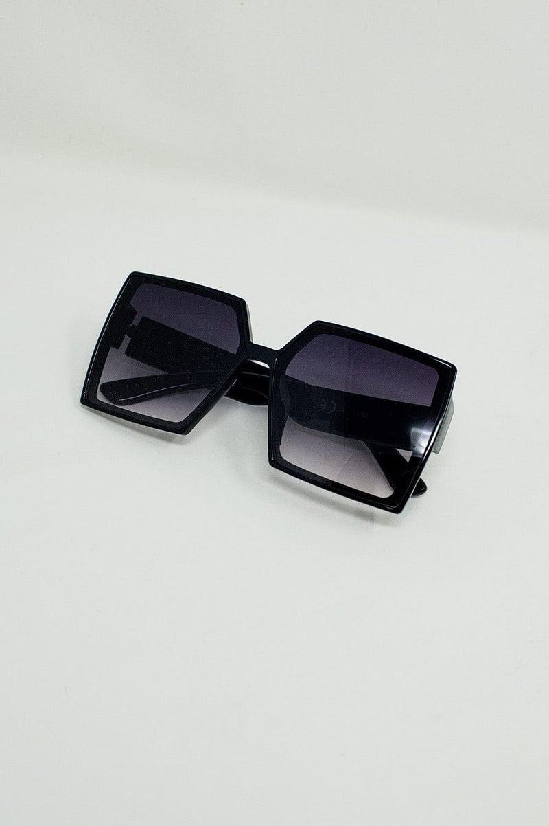 Q2 Women's Sunglasses One Size / Black Oversized Square Sunglasses In Black