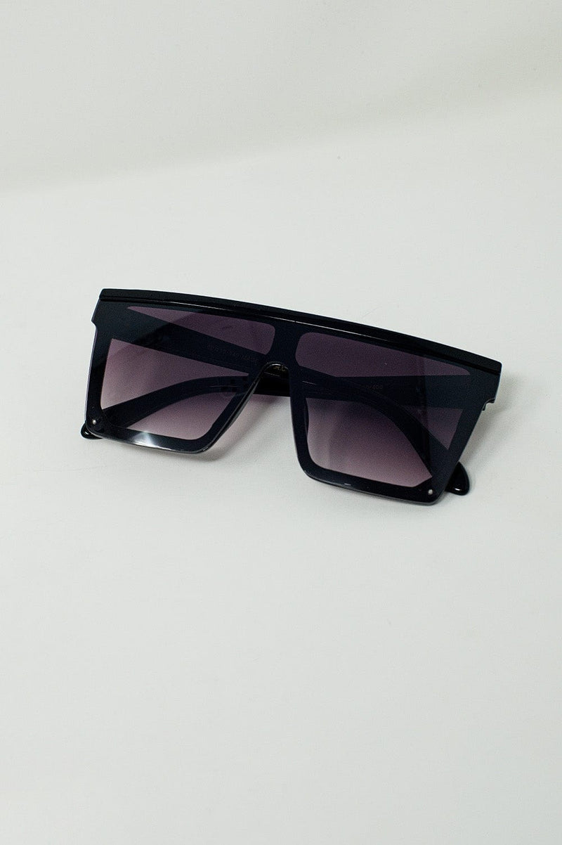 Q2 Women's Sunglasses One Size / Black Oversized Squared 70´S Sunglasses In Black