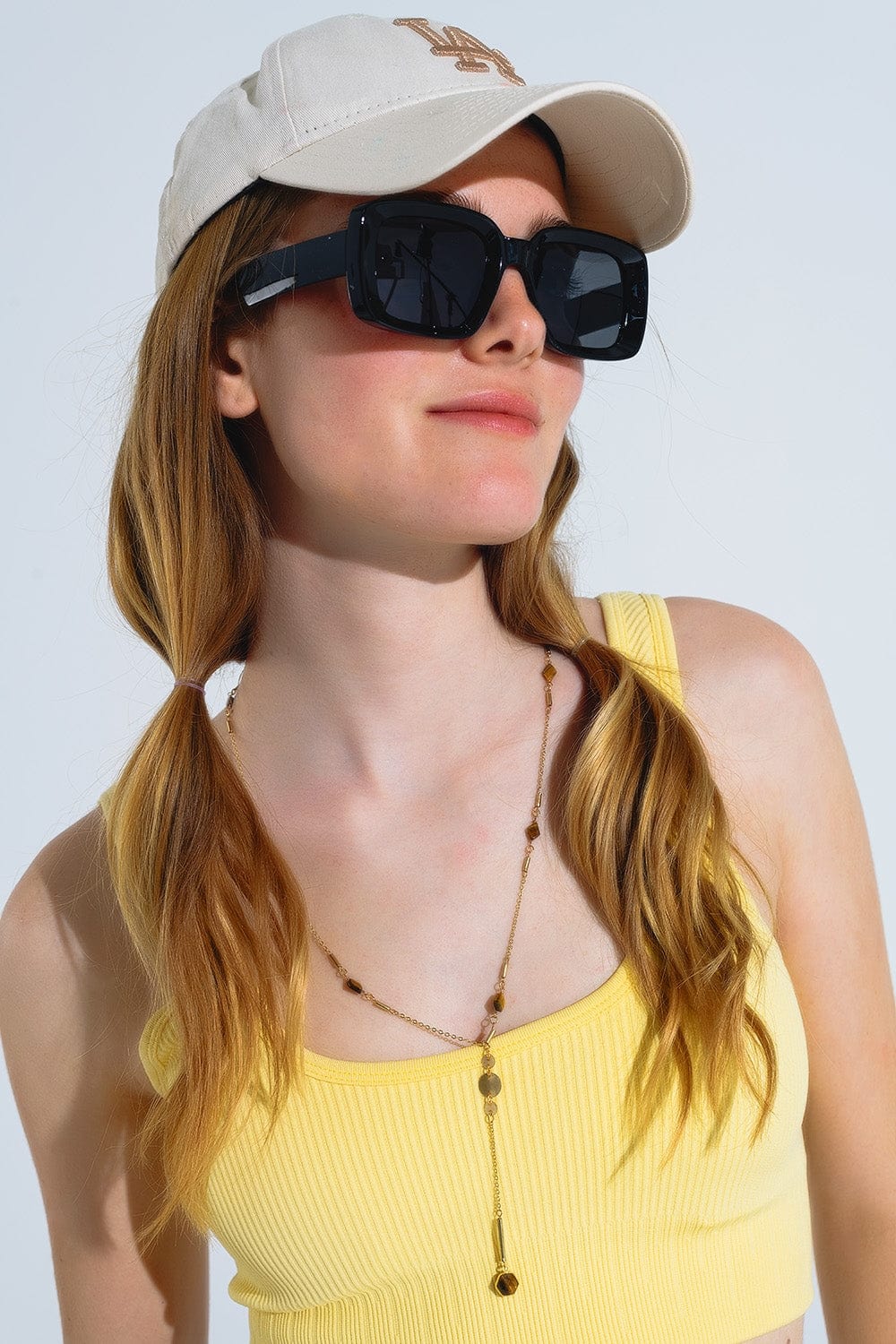 Q2 Women's Sunglasses One Size / Black Oversized Squared Thin Frame Sunglasses In Black