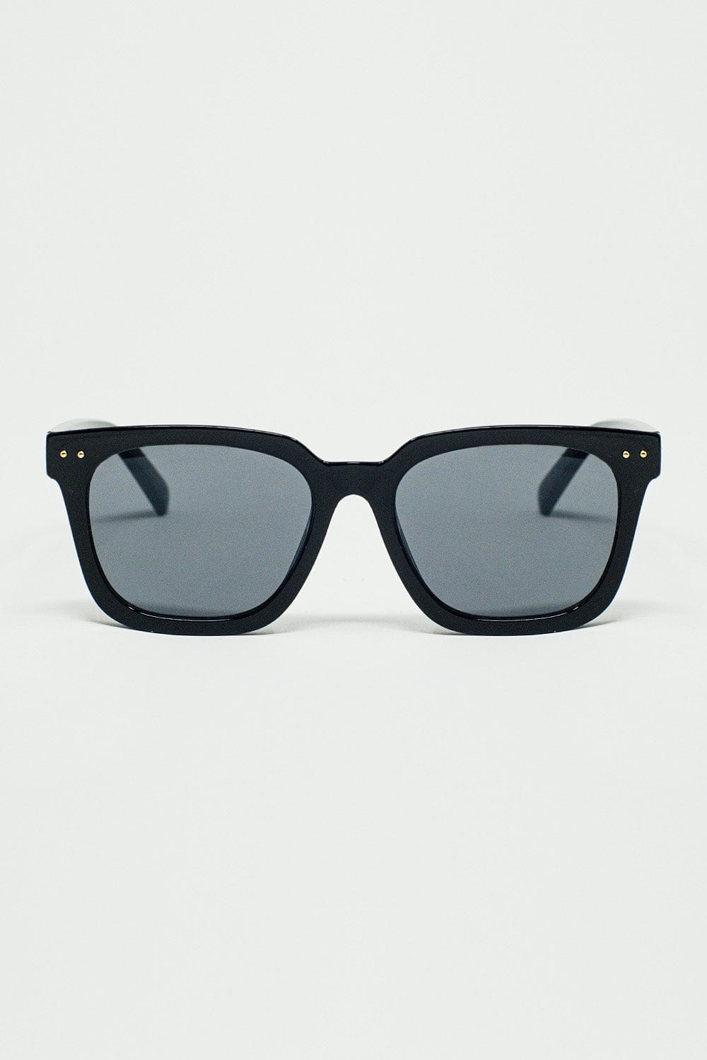 Q2 Women's Sunglasses One Size / Black Square Bevel Frame Sunglasses In Black
