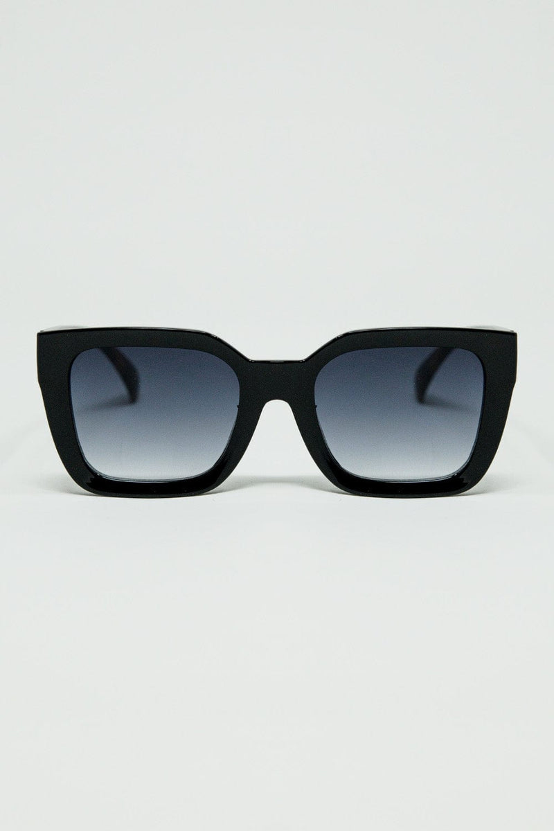 Q2 Women's Sunglasses One Size / Black Square Sunglasses With Animal Print On The Side